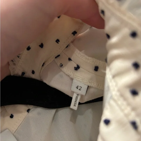 Sandro Cream Polka Dot Long-Sleeve Dress - Picture 7 of 7